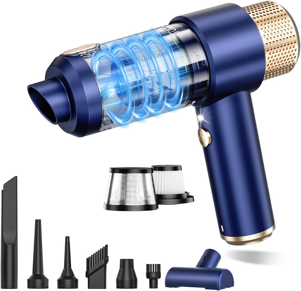 Cordless Handheld Car Vacuum Cleaner 16000Pa Mini Air Duster Blower Blue